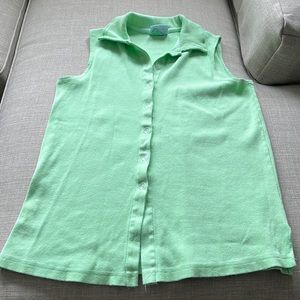 Fresh Produce sleeveless collared shirt with buttons. Size M